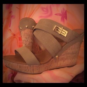 Tan wedge sandals. Perfect for summer!